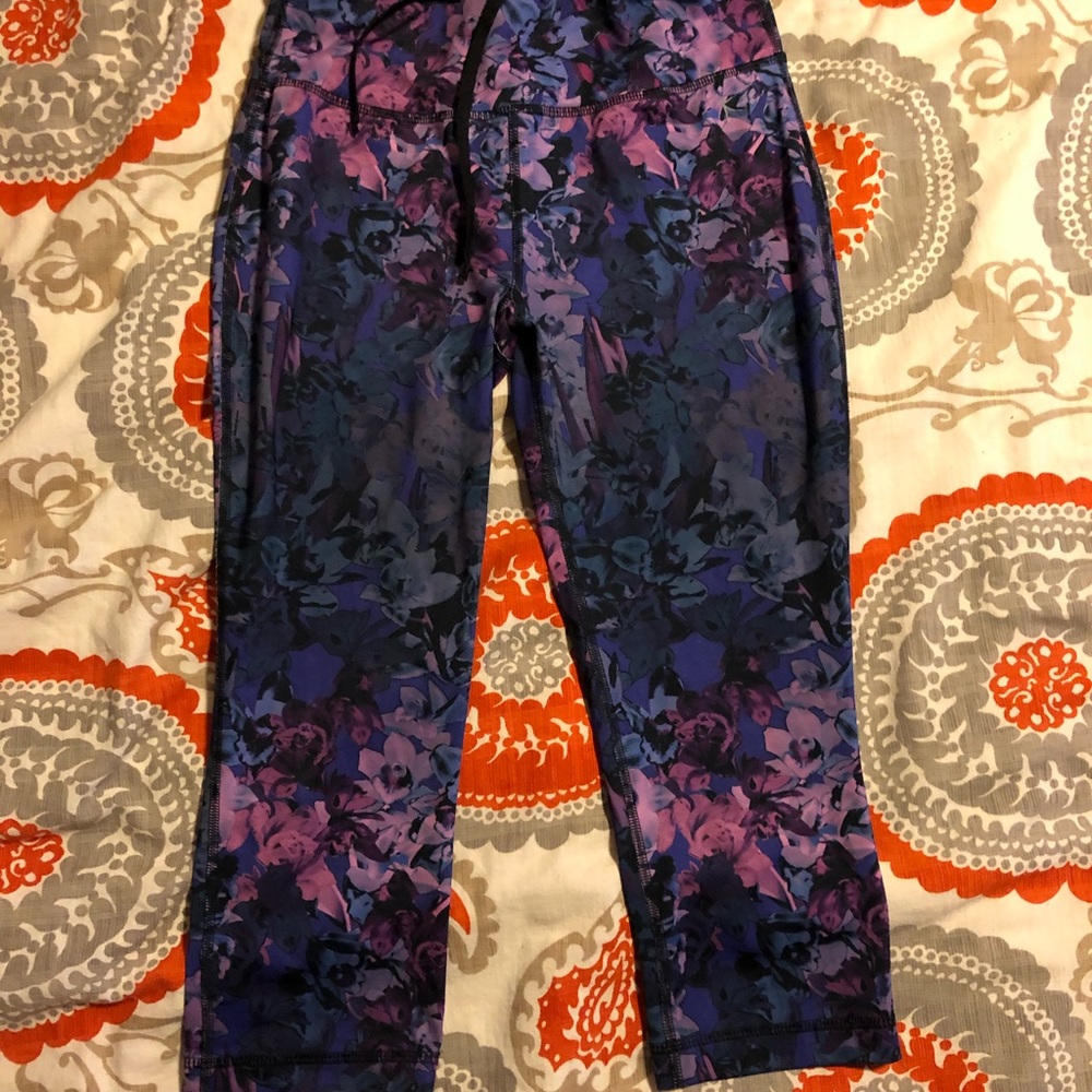 Purple, pink and grey workout pants